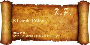 Klimek Péter névjegykártya