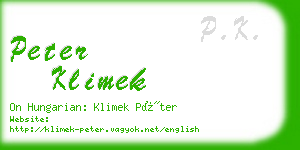 peter klimek business card